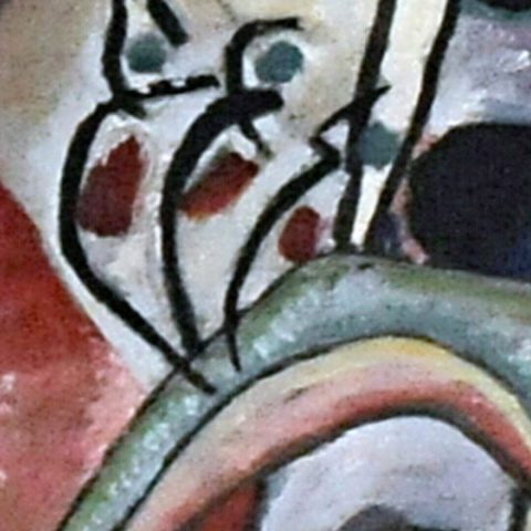 Und dann deutet Kandinsky den Reiter nur noch mit wenigen Strichen an.